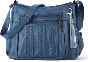 ELDA Purses for Women Pocketbooks Soft PU Leather Ladies Crossbody Purse Multi Pocket Shoulder Bag