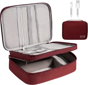 Electronics Organizer, OrgaWise Electronic Accessories Bag Travel Cable Organizer Three-Layer for iPad Mini, Kindle, Hard Drives, Cables, Chargers