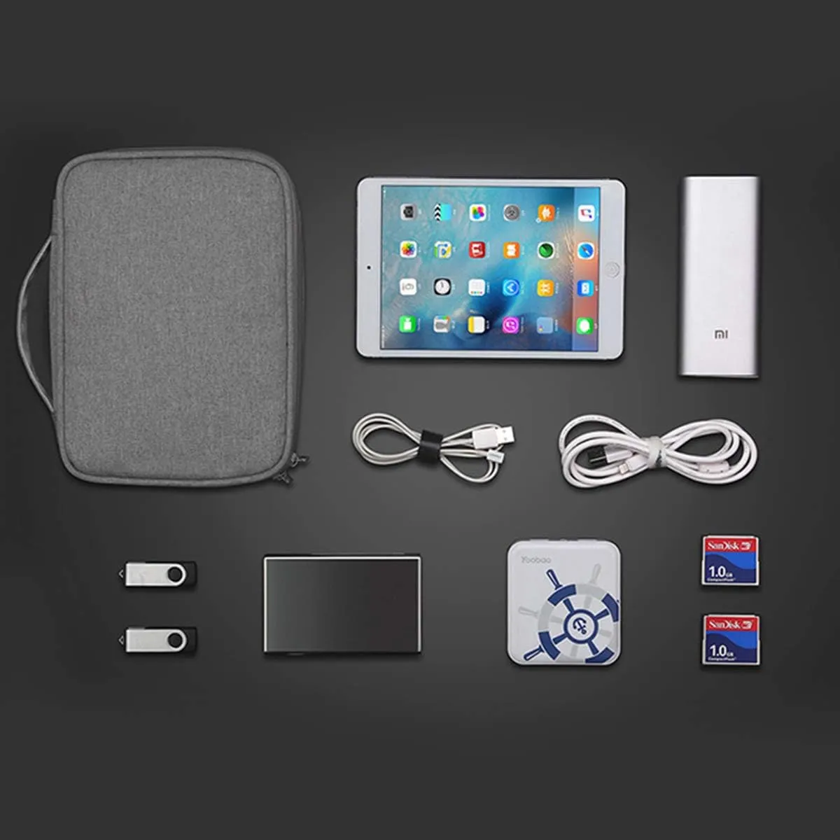 Electronics Organizer, OrgaWise Electronic Accessories Bag Travel Cable Organizer Three-Layer for iPad Mini, Kindle, Hard Drives, Cables, Chargers