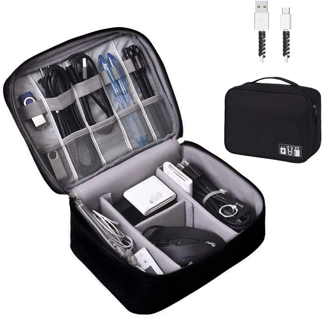 Electronics Organizer, OrgaWise Electronic Accessories Bag Travel Cable Organizer Three-Layer for iPad Mini, Kindle, Hard Drives, Cables, Chargers