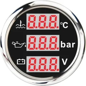 ELING 3-in-1 Multi-Functional Voltmeter Oil Pressure Water Temp Gauge 9-32V for Car Motorcycle Tractor Truck 2" (BS)