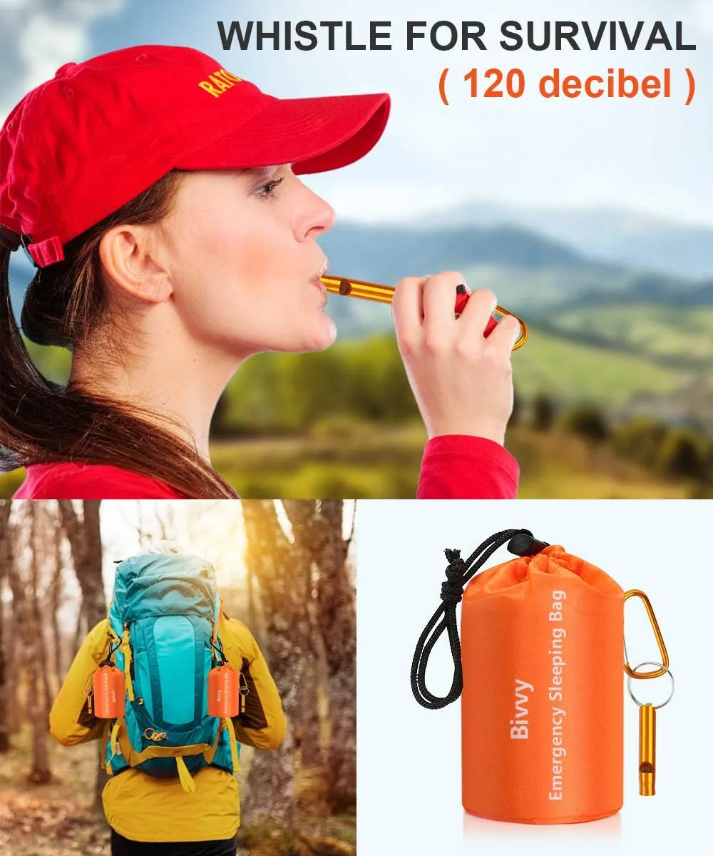 Emergency Sleeping Bags Thermal-Emergency-Blankets Ultralight Space Blankets Survival Waterproof Bivy Sack Multi-Purpose Survival Gear for Hiking, Camping, First Aid Kits, Outdoor Survival Gear