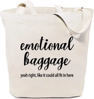 Emotional Baggage Canvas Tote Bag for Women Reusable Work Travel Grocery Shoulder Shopping Bags Girls Funny Gifts