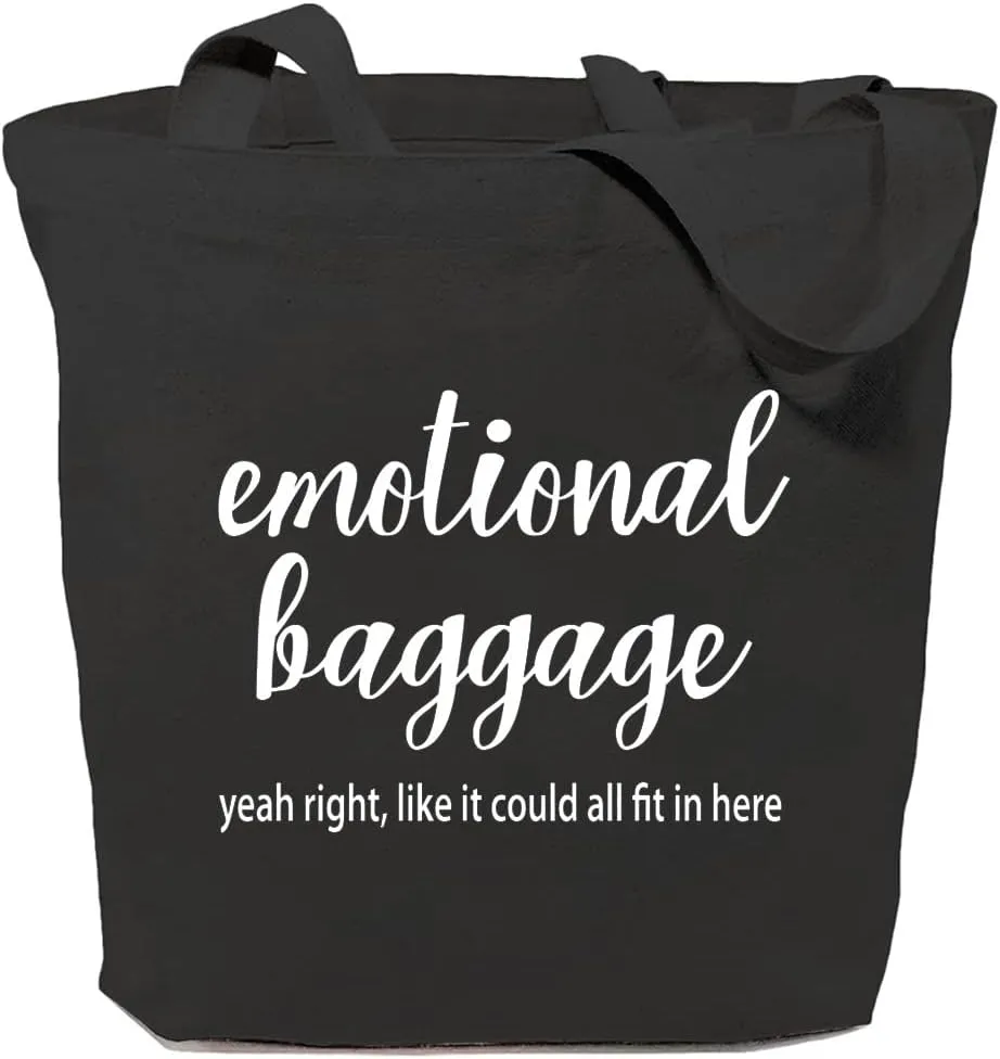Emotional Baggage Canvas Tote Bag for Women Reusable Work Travel Grocery Shoulder Shopping Bags Girls Funny Gifts