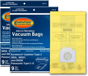 Envirocare 137-9 Micro-Filtration Vacuum Bags for Kenmore Canister Type C and Panasonic Type C-5, 18-Pack