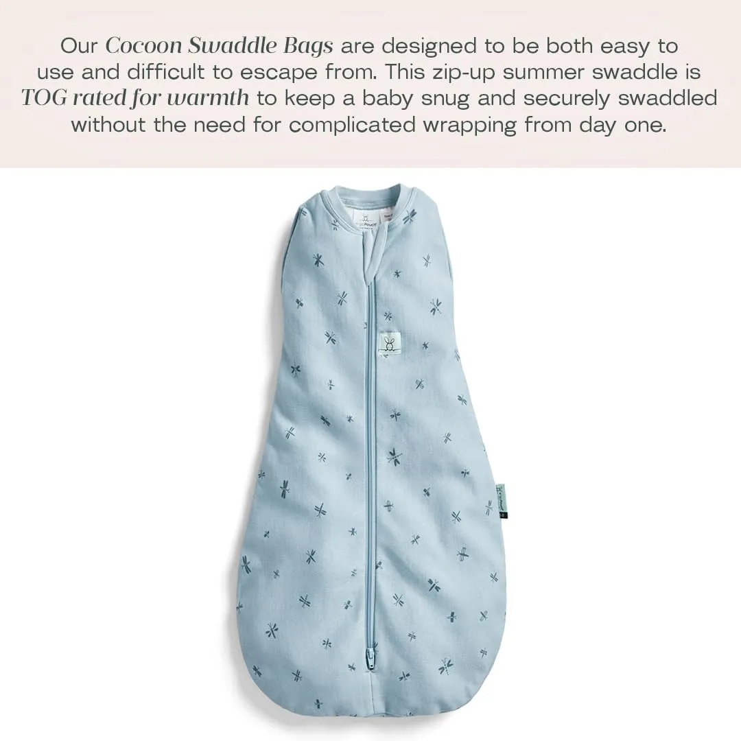 ergoPouch 0.2 TOG Cocoon Baby Sleep Sack 0-3 Months, Swaddle Sleeping Bag, Temperature Control Wearable Blanket (Dragonflies)