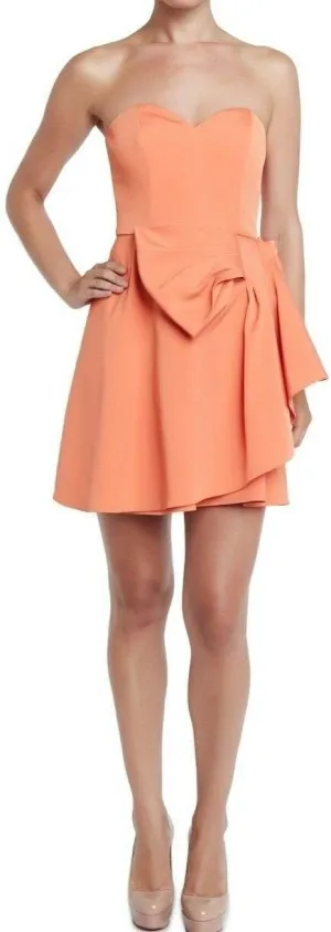 Erin Erin Fetherston Strapless Taffeta Sweetheart Bow Dress, Flame, 8