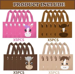 Ertyjikg 20 PCS Non-Woven Bags Mini Horse Gift Tote Bags Reusable Goodie Treat Candy bag for Western Cowboy Cowgirl Birthday Party Decoration Horse Baby Shower Supplies