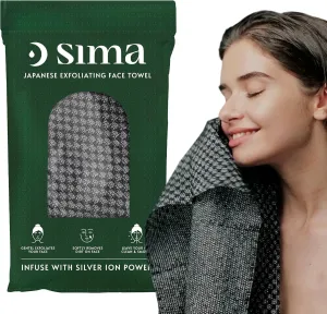 Exfoliating Washcloth Face & Body Scrub Towel - Japanese Exfoliating Towel with Hexagon Fibers, Exfoliating Body Scrubber with 2 Sides for Scrubbing & Washing (27cm x 35cm)