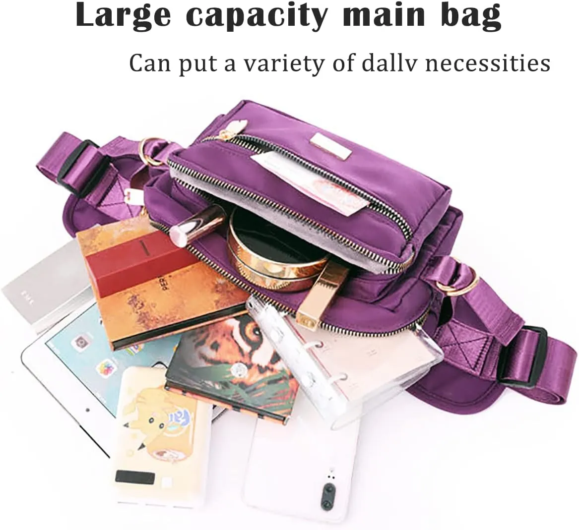 Extra Large Fashion Fanny Pack for Men Women, Waist Bag for Waterproof Hiking Running Biking Gym Outdoor Sports Travel Belt Bag (Purple)
