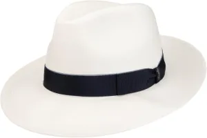 Extrafine Panama Hat Women/Men - Made in Italy Summer Straw Sun with Grosgrain Band Spring-Summer, nature-blue, 7 1/8-7 1/4