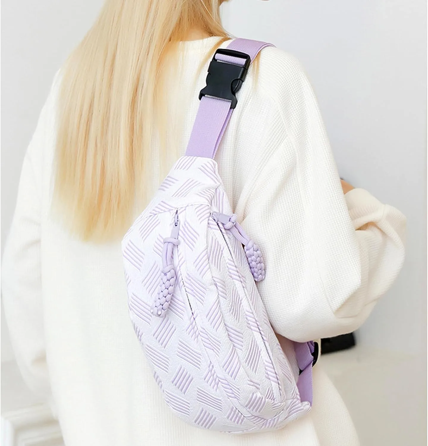eYLun Women Crossbody Bag Fanny Pack Casual Fashion Waist Bag Chest Bag Adjustable Waist Pack for Travel Walking Running Hiking Cycling Purple