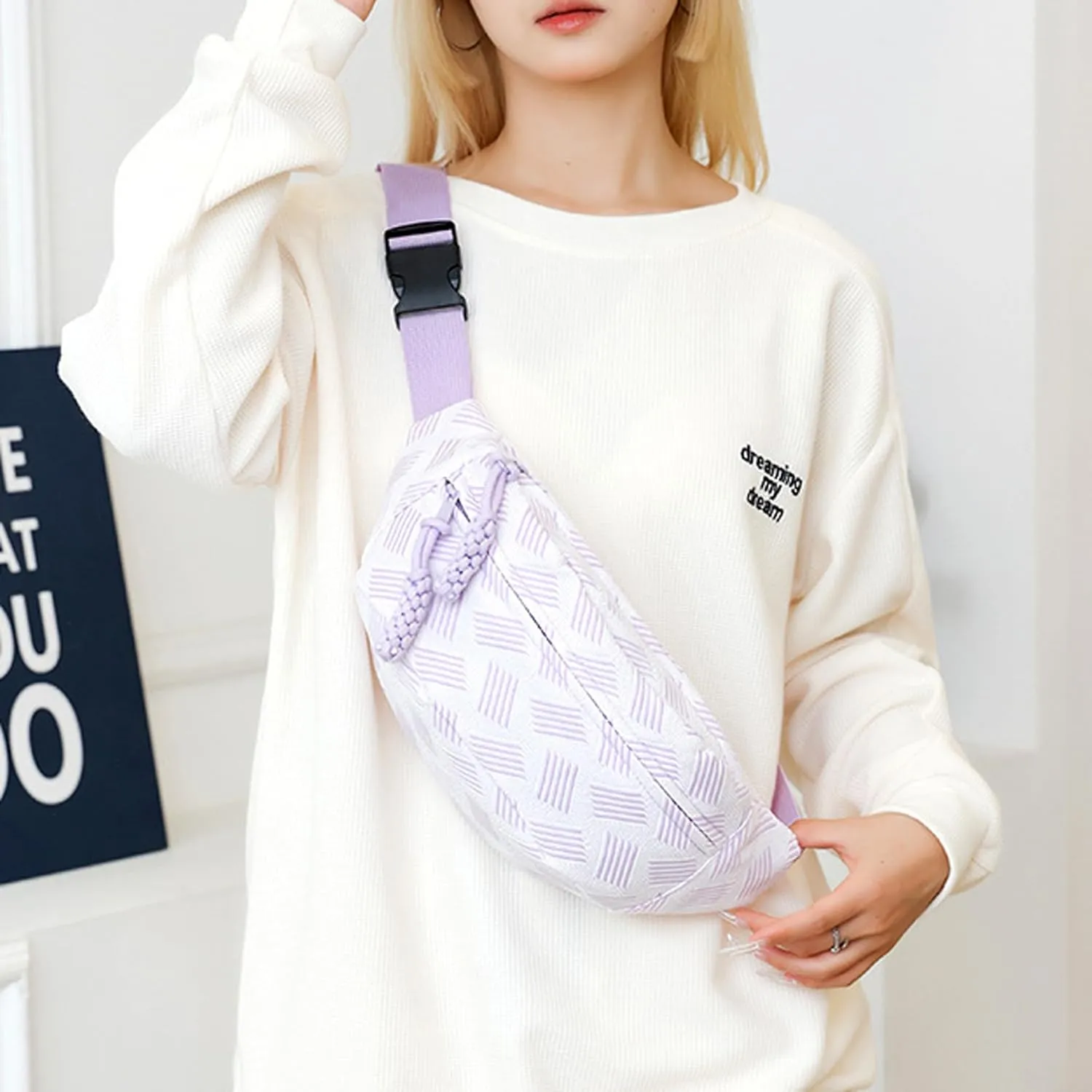 eYLun Women Crossbody Bag Fanny Pack Casual Fashion Waist Bag Chest Bag Adjustable Waist Pack for Travel Walking Running Hiking Cycling Purple