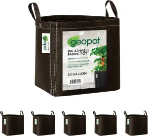 Fabric Grow Bags with Handles 5 Pack Thick Nonwoven Plant Fabric Pots for Outdoors and Indoors, Aerated Fabric Planter for Fruits, Vegetables, Flowers, Herbs (10 Gallon)