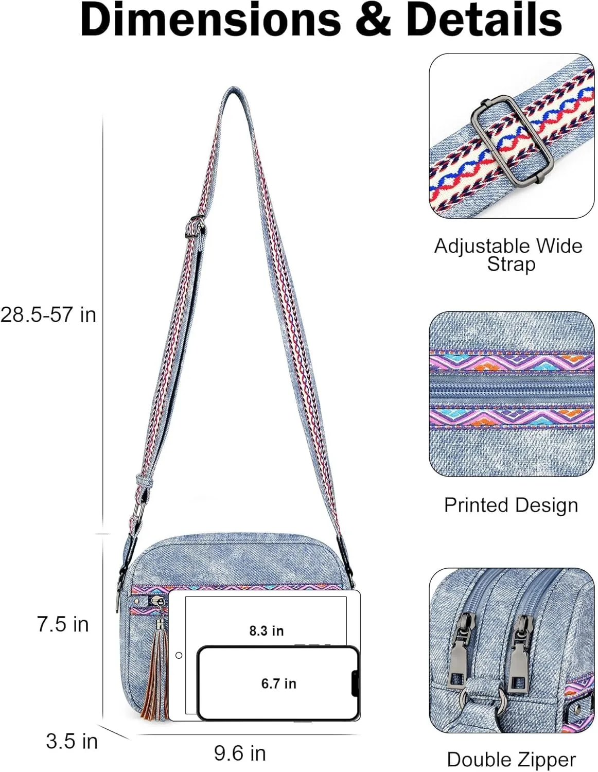 FADEON Crossbody Bags for Women Designer Vegan Leather Crossbody Purse Multi-pocket Medium Shoulder Bag with Card Slots