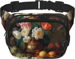 Fanny Pack For Women Men Waterproof Adjustable Belt Bags Waist Pack Fashion Crossbody Bags Flowers And Fruits Bum Bag For Running Workout Hiking Traveling