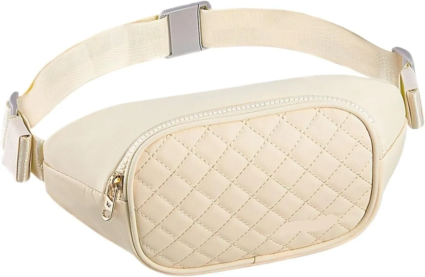 Fashion Women Fanny Pack Casual Waist Bag Belt Bag With 3 Zipper Pockets Crossbody Bum Bag Waist Pouch Travel(Beige)