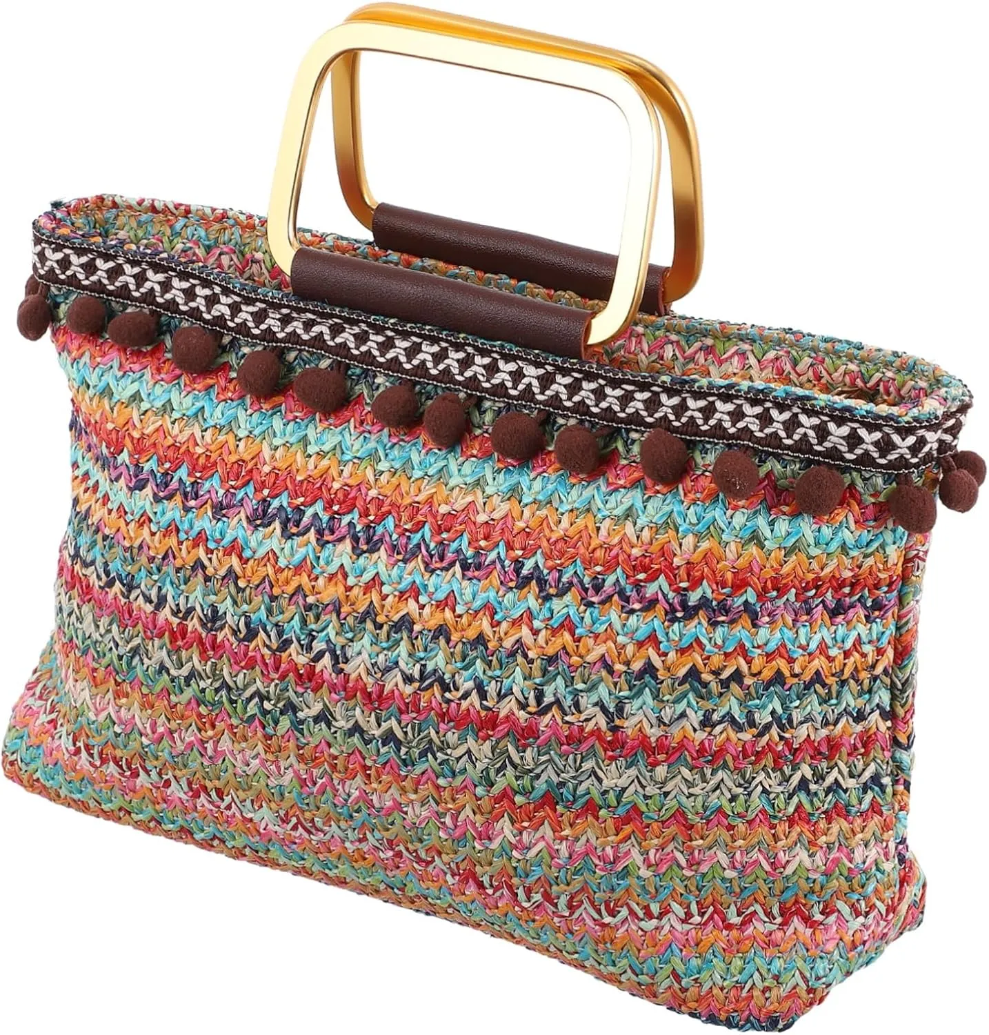 Fashionable Large Capacity Straw Woven Handbag Durable Portable Storage Bag for Simple Style for Beach Shopping and Everyday Use Design