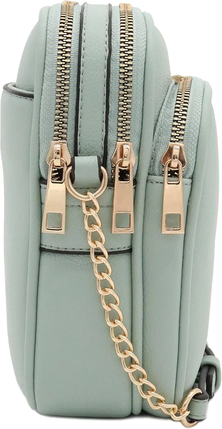 FashionPuzzle Multi Pocket PU Leather Casual Medium Crossbody Bag with Adjustable Strap