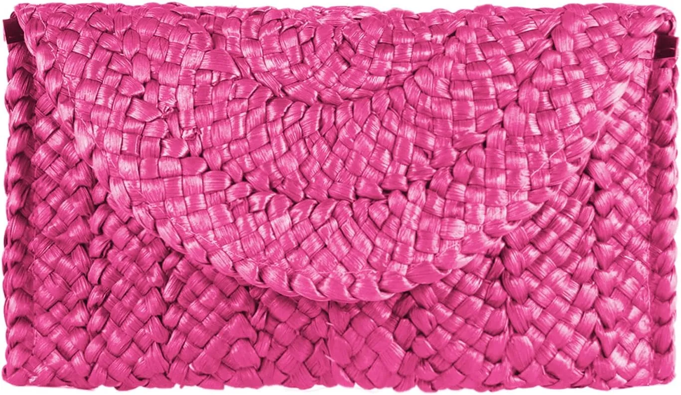 Fecialy Straw Clutch Purses Straw Purses for Women Envelope Woven Clutch Handbags Summer Beach Bags