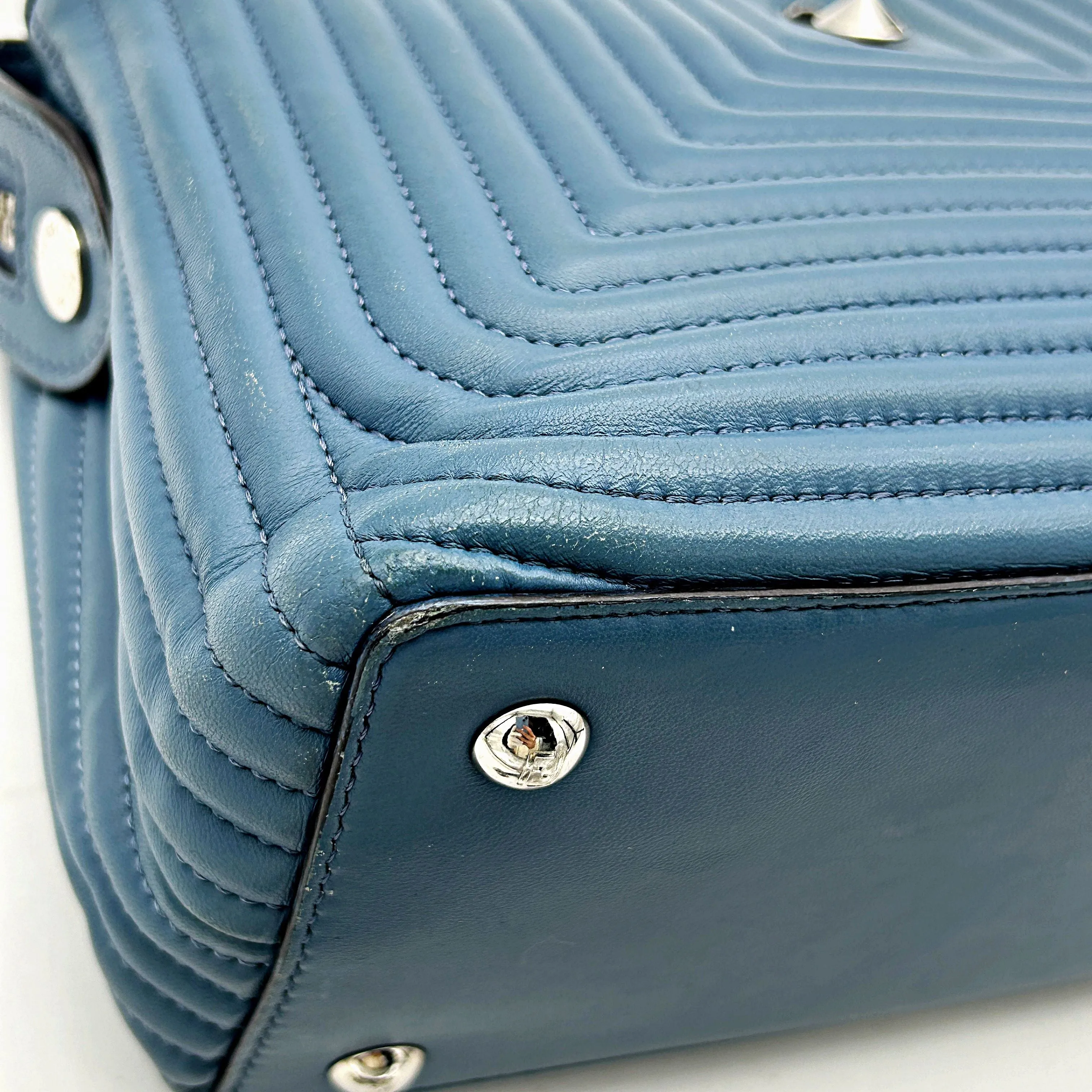 Fendi Light Blue Leather Small Dotcom Click Top Handle Bag Fendi LA11619