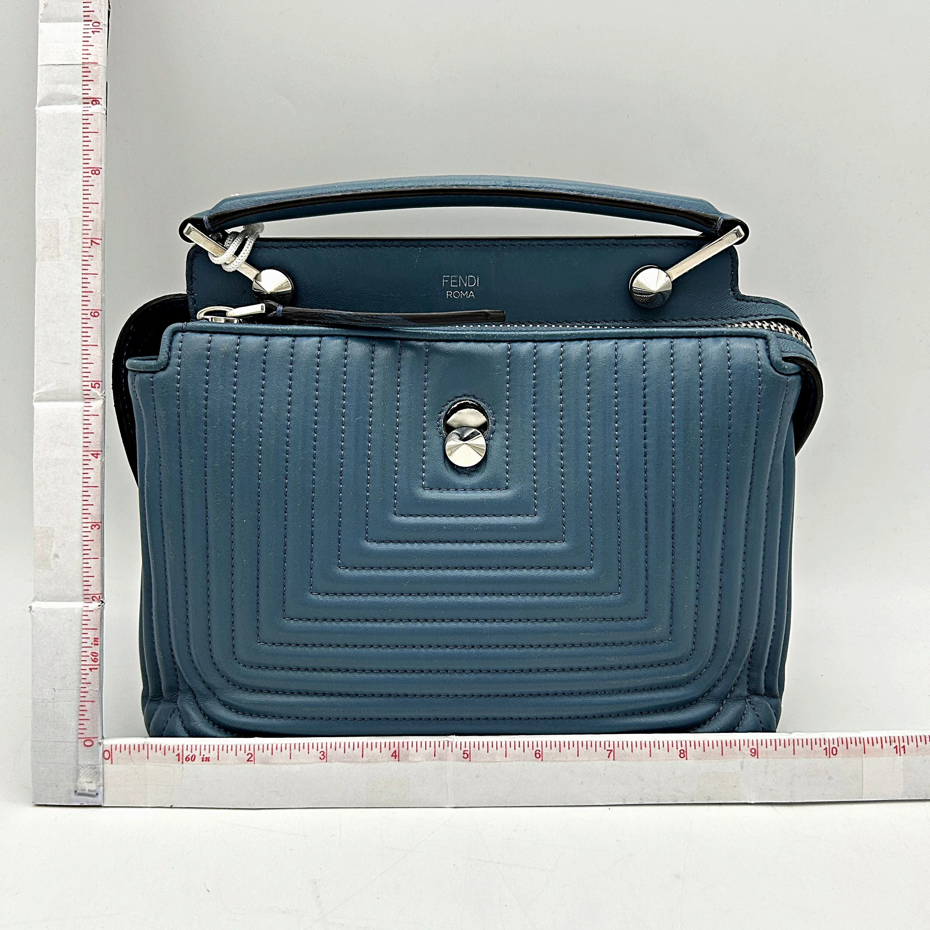 Fendi Light Blue Leather Small Dotcom Click Top Handle Bag Fendi LA11619