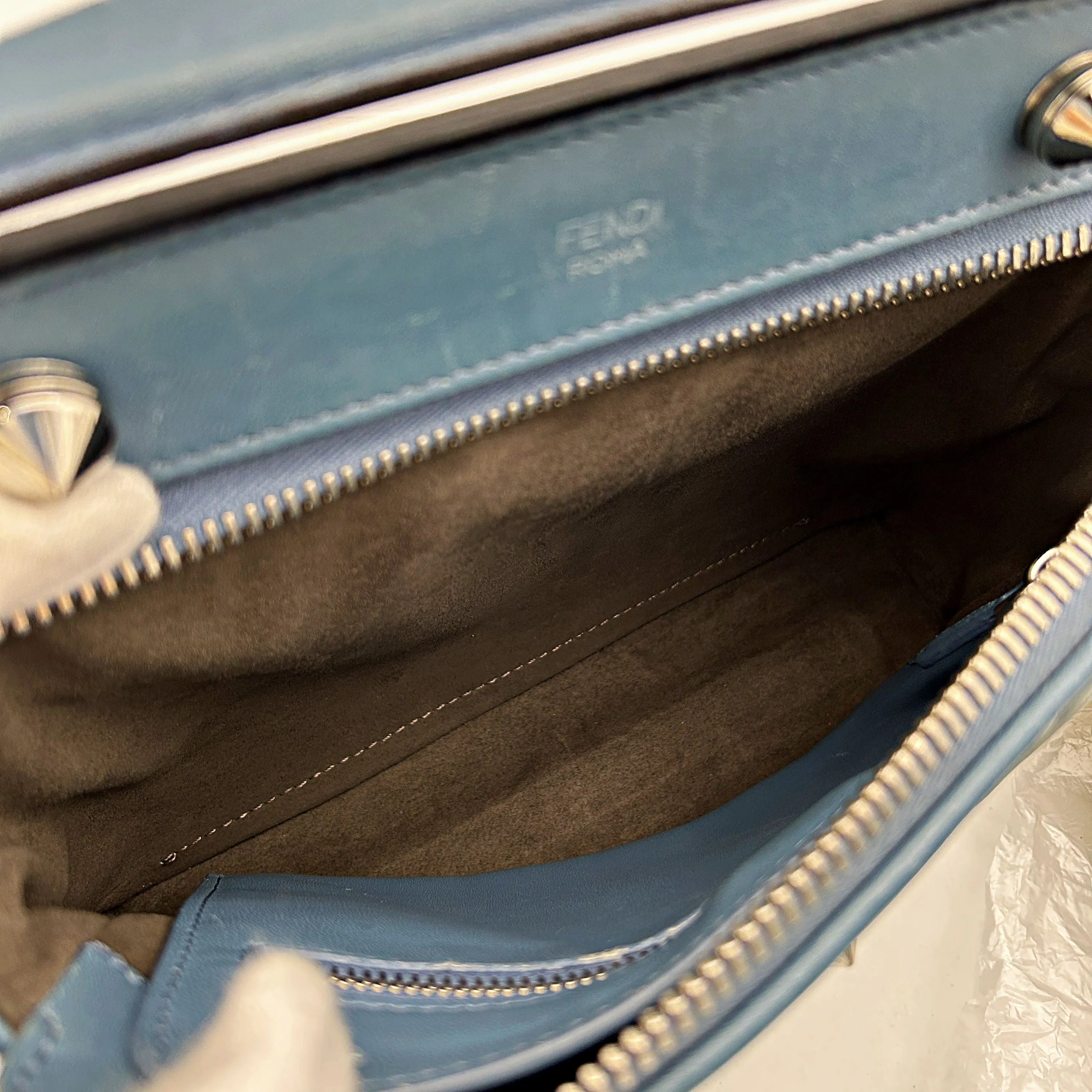 Fendi Light Blue Leather Small Dotcom Click Top Handle Bag Fendi LA11619