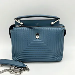 Fendi Light Blue Leather Small Dotcom Click Top Handle Bag Fendi LA11619