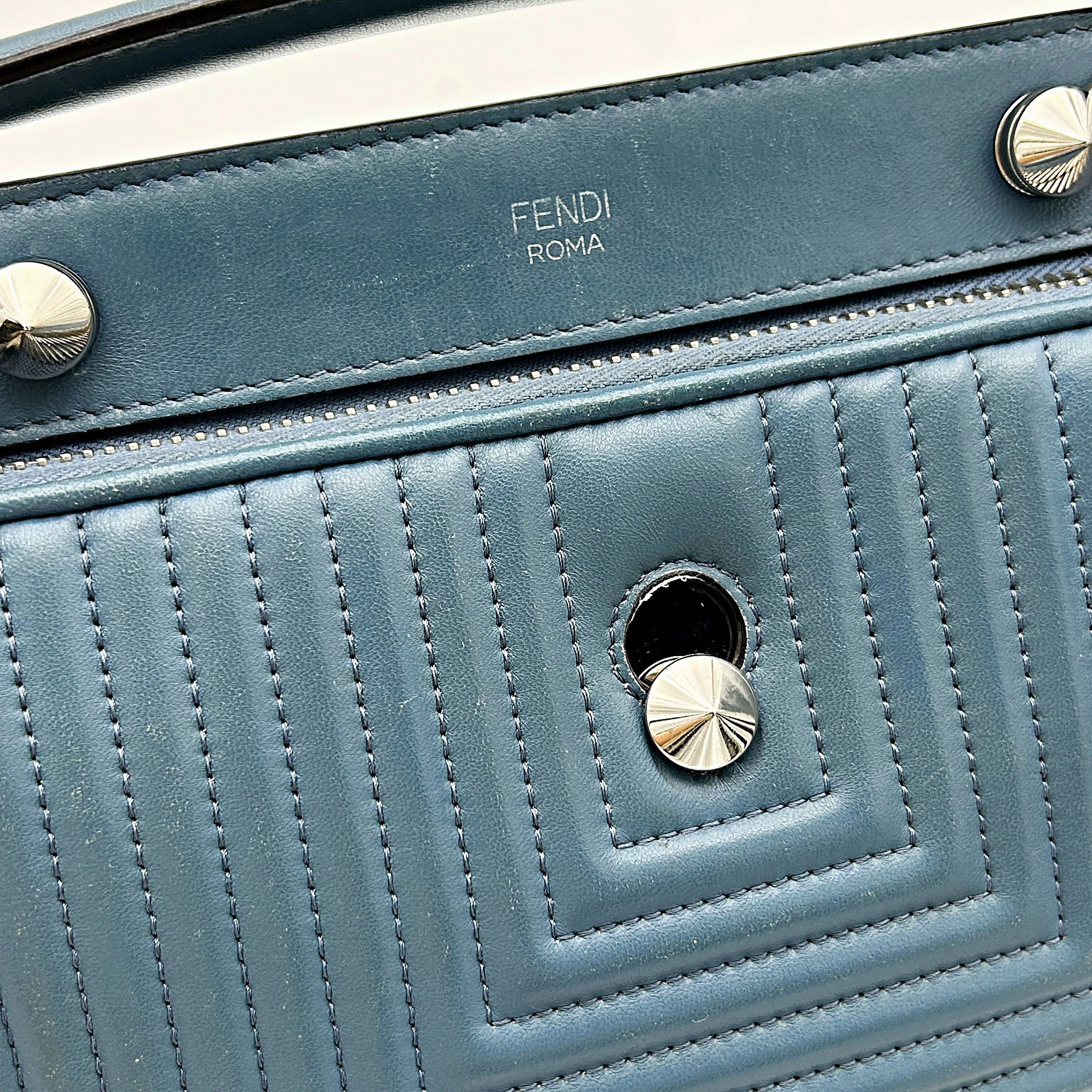 Fendi Light Blue Leather Small Dotcom Click Top Handle Bag Fendi LA11619