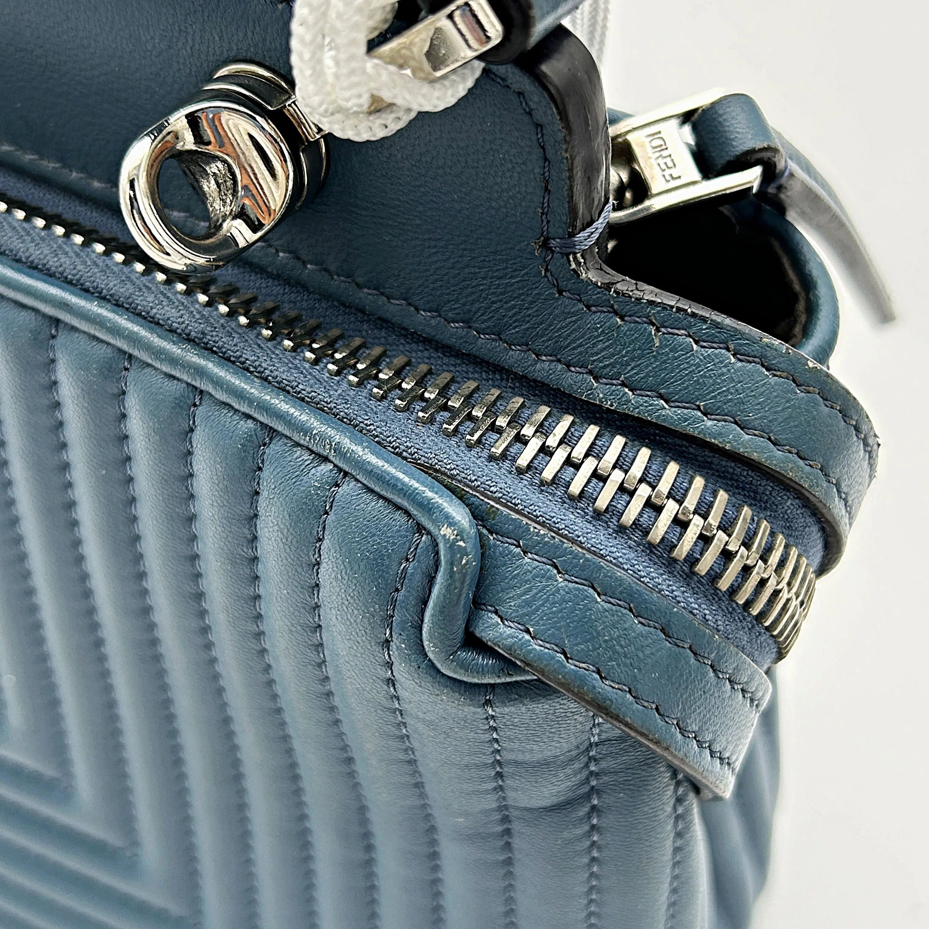 Fendi Light Blue Leather Small Dotcom Click Top Handle Bag Fendi LA11619