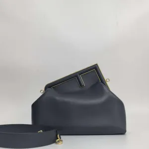 Fendi Peekaboo Navy Calf Leather Shoulder Bag