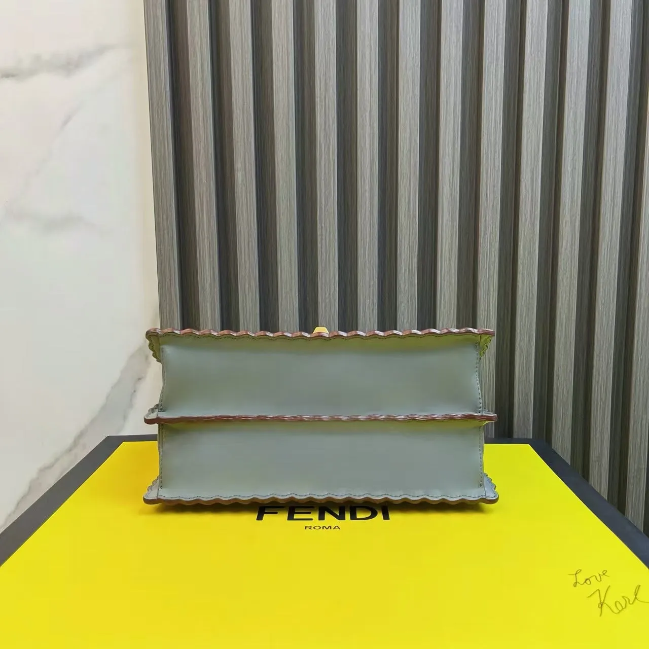 Fendi Scalloped Two-Way Bag Grey Leather Shoulder Bag