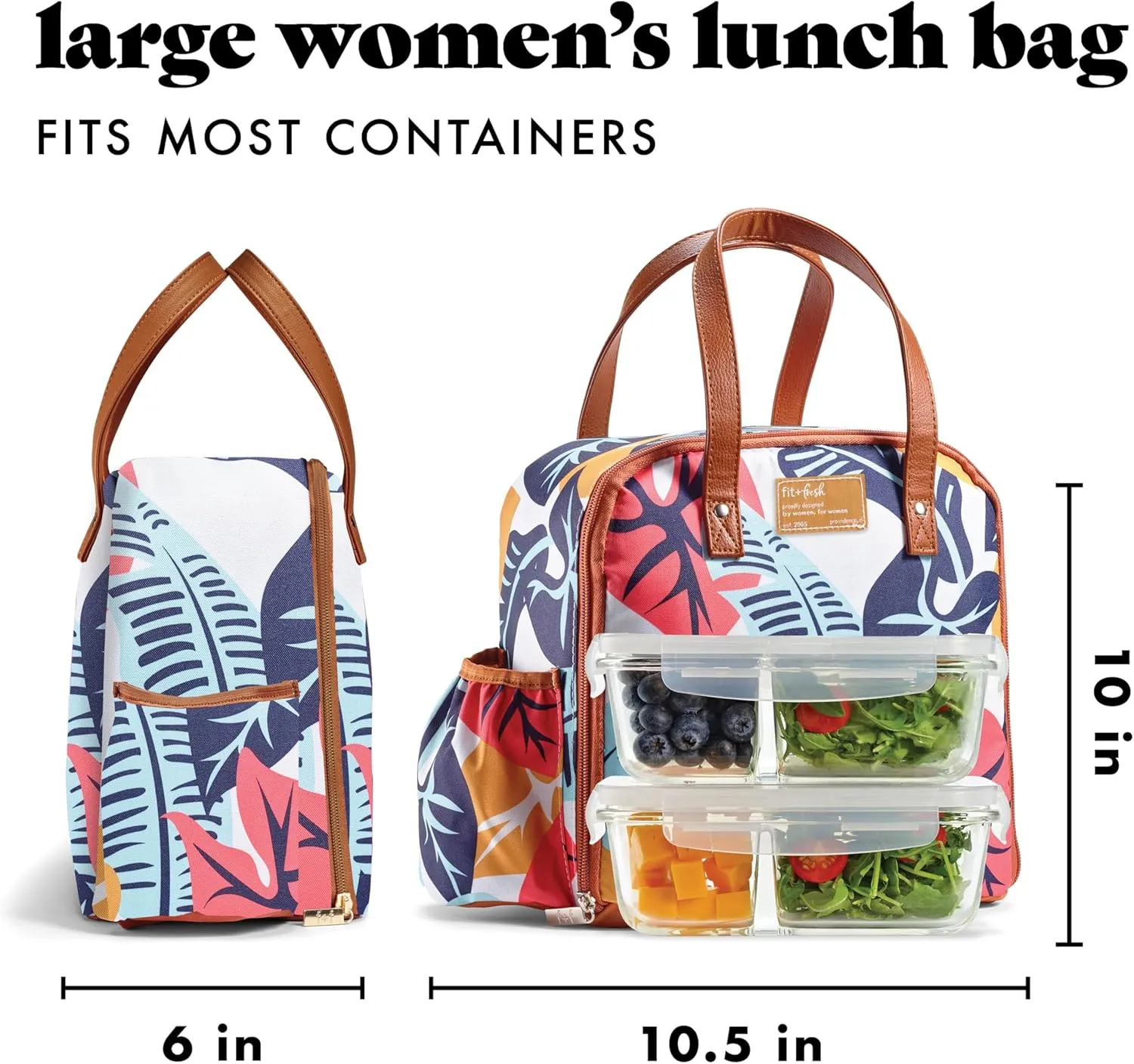 Fit & Fresh Lunch Bag For Women, Insulated Womens Lunch Bag For Work, Leakproof & Stain-Resistant Large Lunch Box For Women With Containers, Zipper Closure Wichita Bag Cloud