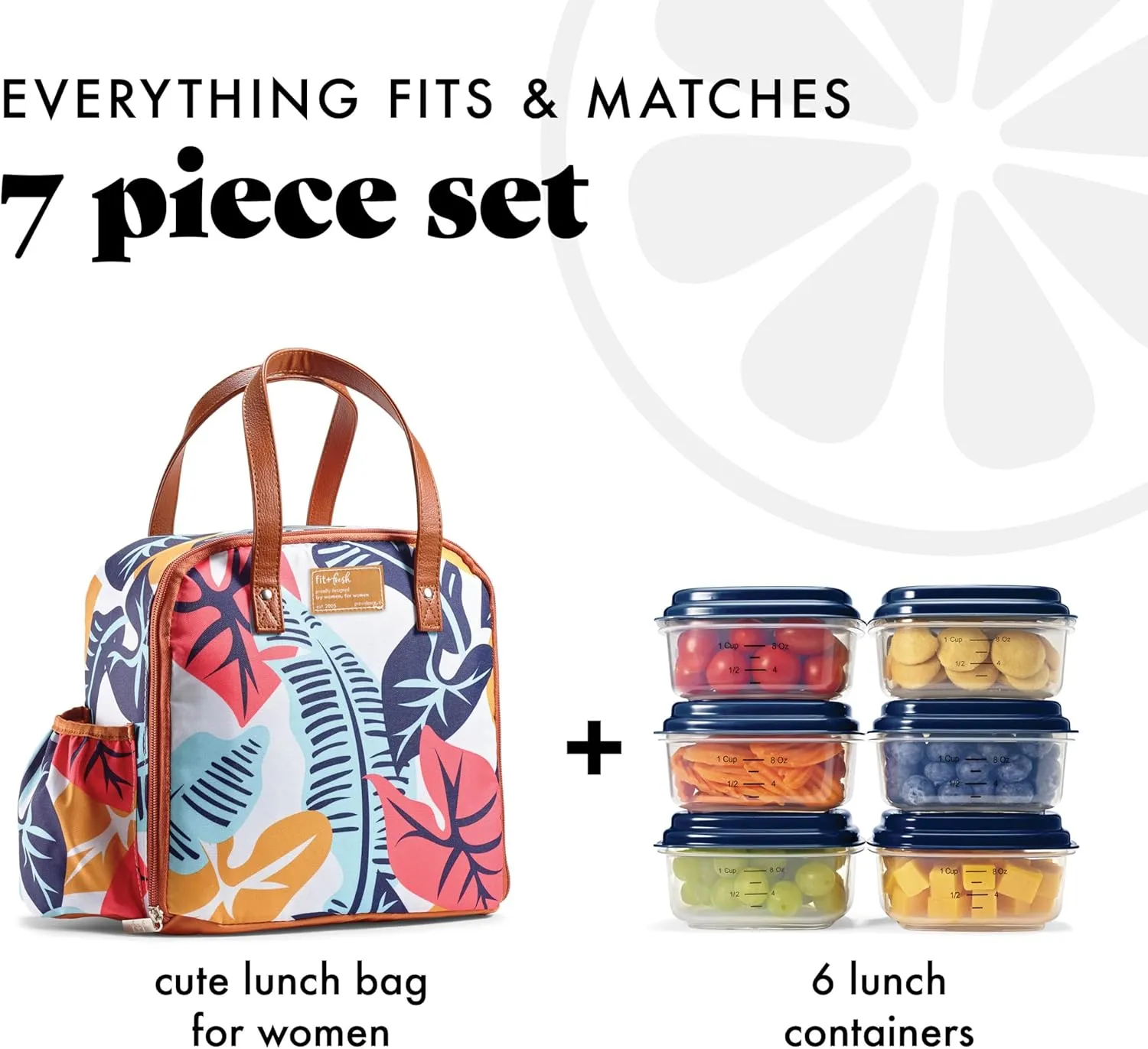 Fit & Fresh Lunch Bag For Women, Insulated Womens Lunch Bag For Work, Leakproof & Stain-Resistant Large Lunch Box For Women With Containers, Zipper Closure Wichita Bag Cloud