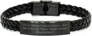 Fitness Trainer Gifts for Her - Interlaced Leather Bracelet with Funny Quote - Mother's Day Unique Gifts from Men