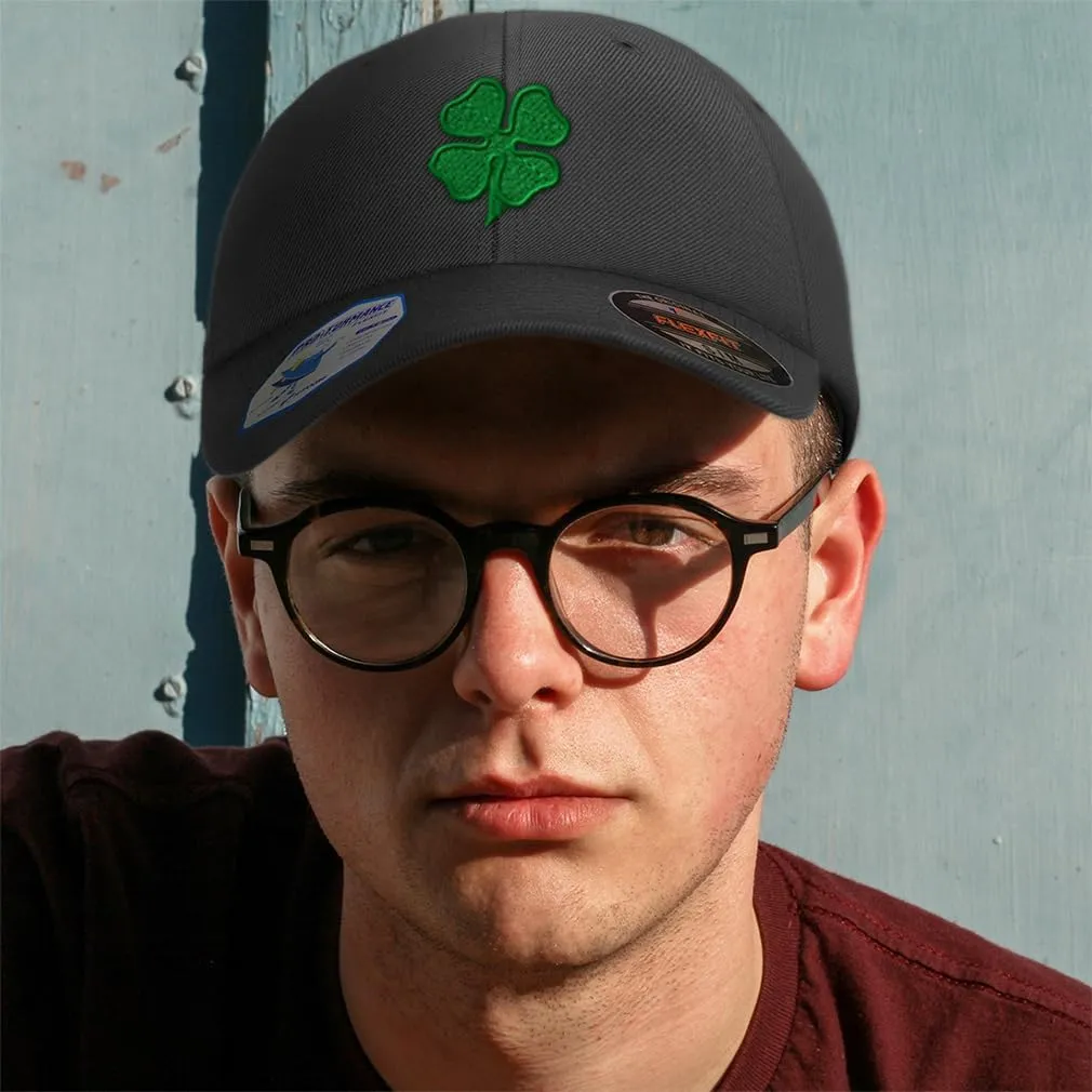 Flexfit Hats for Men & Women 4 Leaf Clover Embroidery St Patrick's Day Polyester Dad Hat Baseball Cap