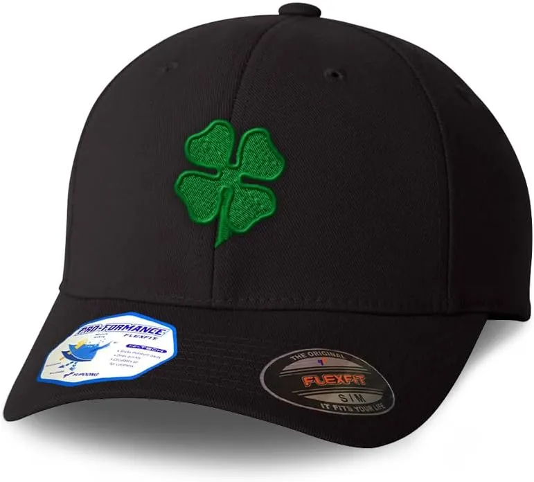 Flexfit Hats for Men & Women 4 Leaf Clover Embroidery St Patrick's Day Polyester Dad Hat Baseball Cap