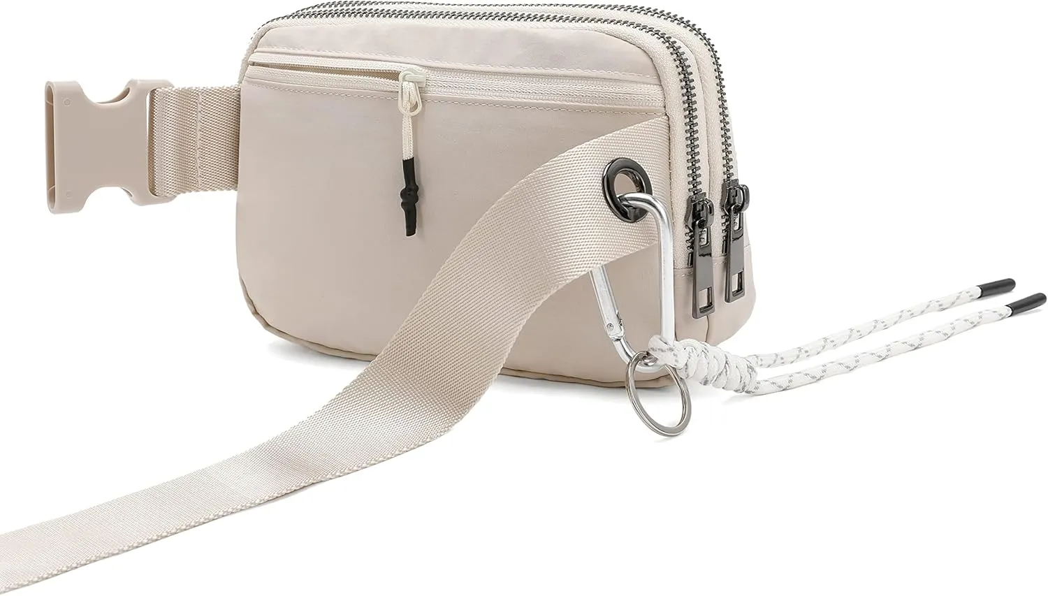 FODOKO Fanny Packs for Women Men, Fashionable Belt Bag Waist Pack for Women with Adjustable Strap, Bum Bag for Running Hiking Travel Workout (Ivory)