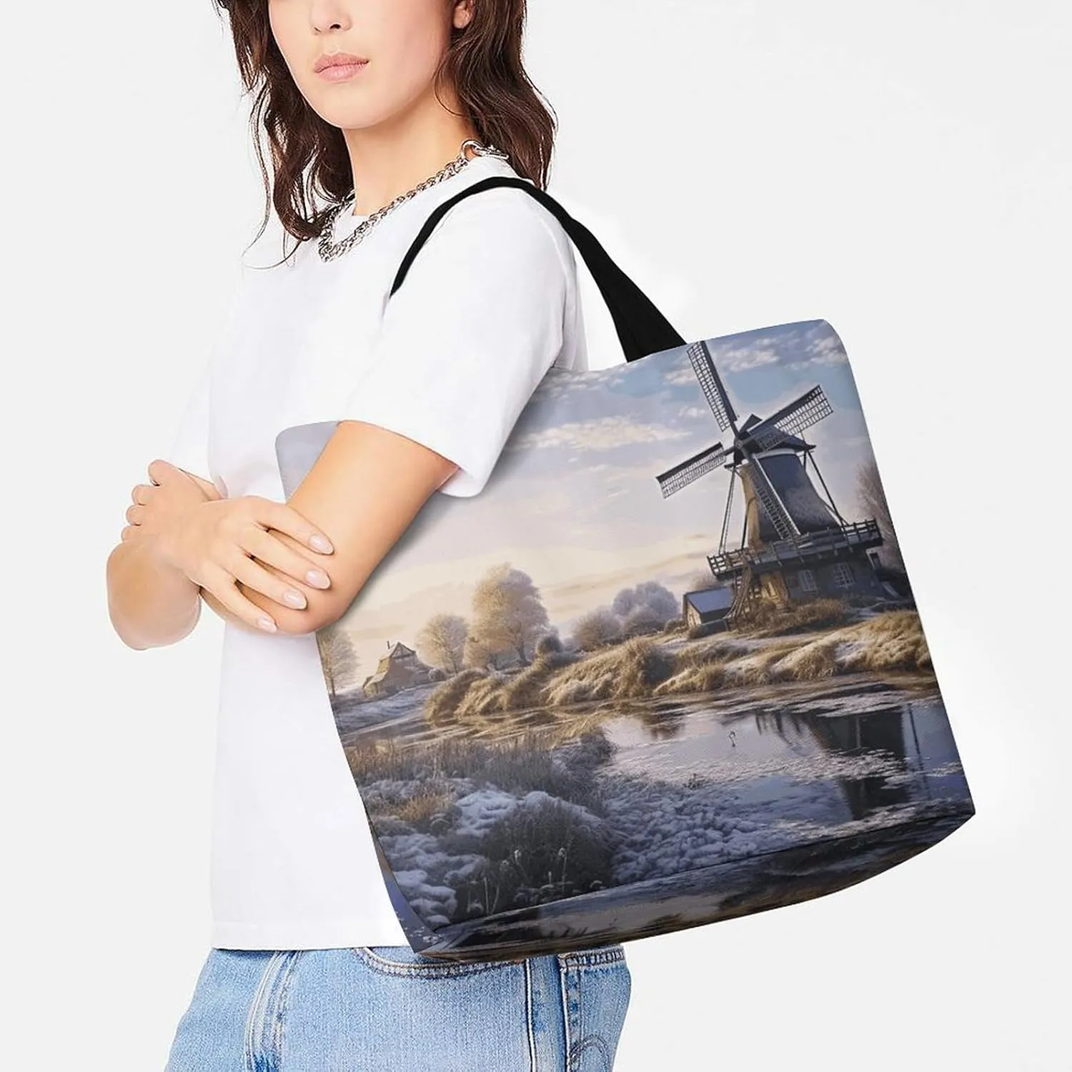 Foldable Grocery Bag Reusable Shopping Bag Pink Flower Tropical Plant Tote Bag Casual Handbags for Work Shopping