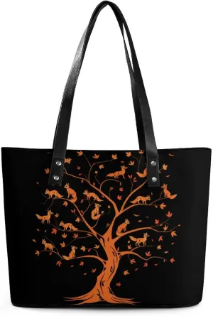 Fox Tree Women's Tote Shoulder Bag Handbag Top Handle Leather 29 * 34 * 14cm