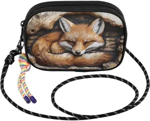 Fox Wood Sleep Crossbody Bags for Women Cell Phone Purses Women's Shoulder Handbags Wallet Purse with Adjustable Strap