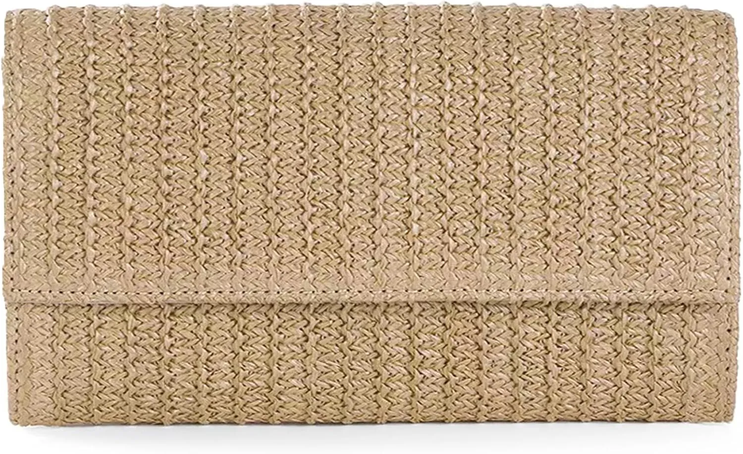 Fozehlad Straw Clutch Bags for Women Straw Beach Crossbody Purse Woven Envelope Wallet Fold Over Chain Shoulder Bag
