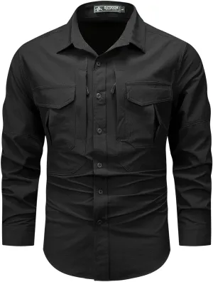 FREDD MARSHALL Men's Long Sleeve Multi Pockets Work Shirts