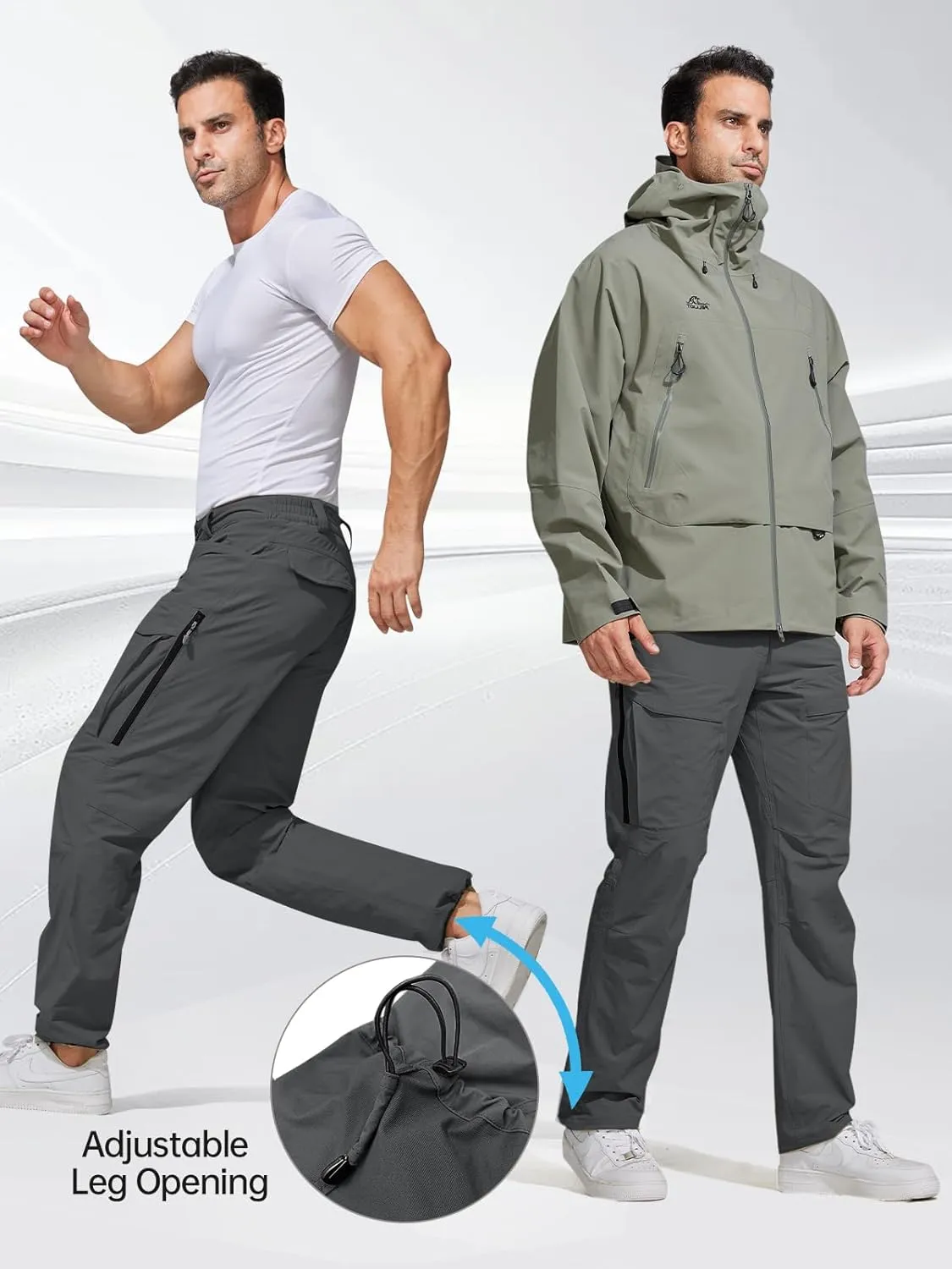 FREE SOLDIER Men's Hiking Pants Water Resistant Quick Dry Lightweight Tactical Cargo Work Pants for Travel Outdoor