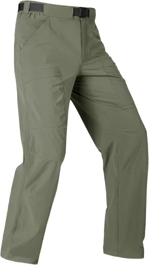 FREE SOLDIER Men's Outdoor Cargo Hiking Pants with Belt (Lightweight Waterproof Quick Dry Tactical Pants Nylon Spandex (40W/30L Sage Green)