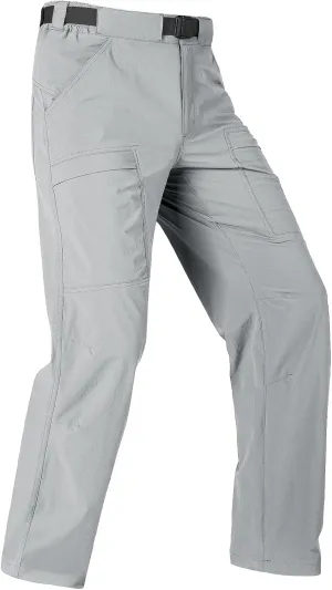 FREE SOLDIER Men's Outdoor Cargo Hiking Pants with Belt Lightweight Waterproof Quick Dry Tactical Pants Nylon Spandex