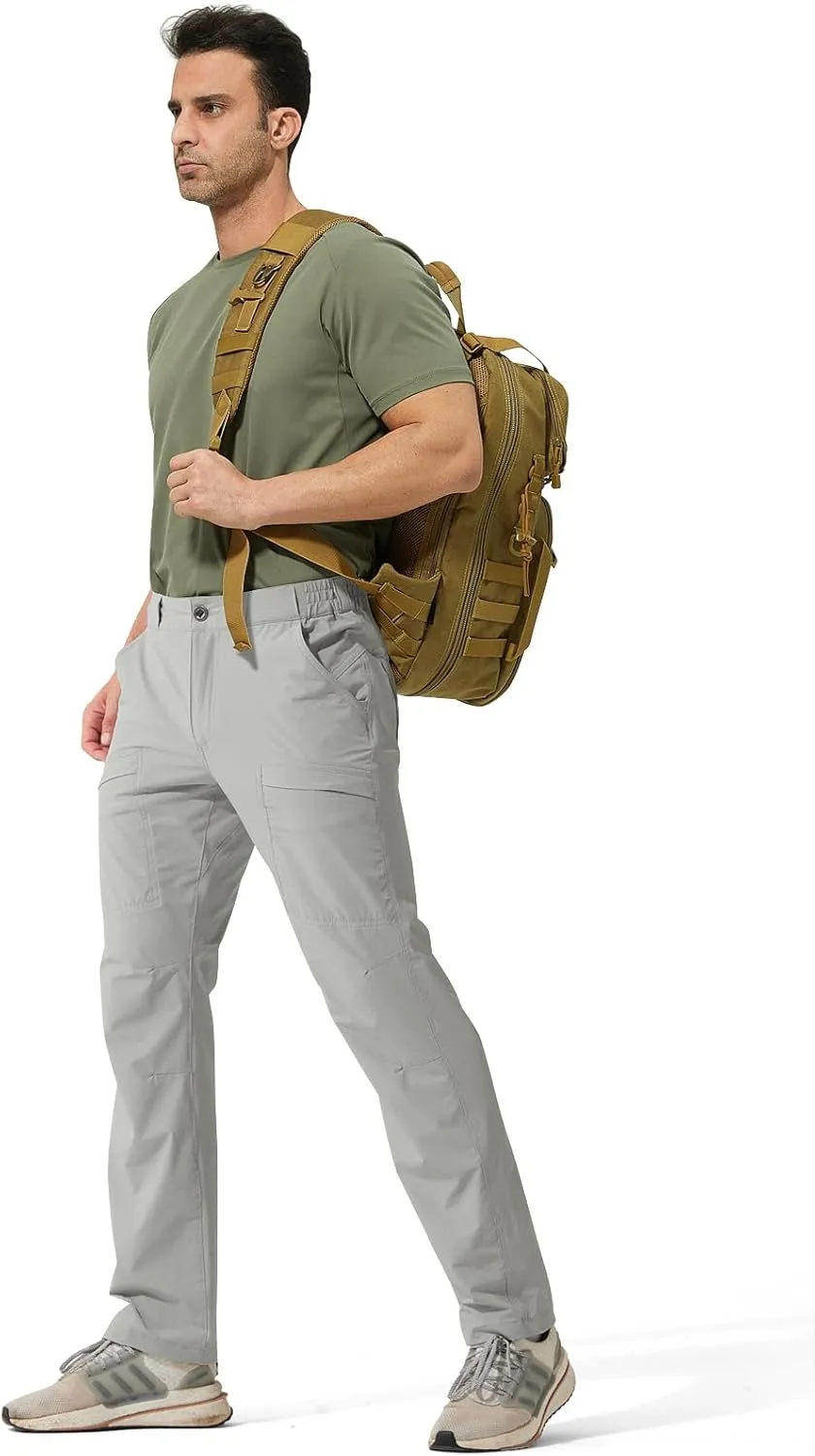 FREE SOLDIER Men's Outdoor Cargo Hiking Pants with Belt Lightweight Waterproof Quick Dry Tactical Pants Nylon Spandex