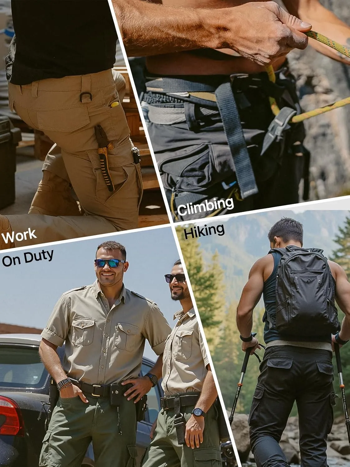 FREE SOLDIER Men's Water Resistant Pants Relaxed Fit Tactical Cargo Work Pants with Multi Pocket