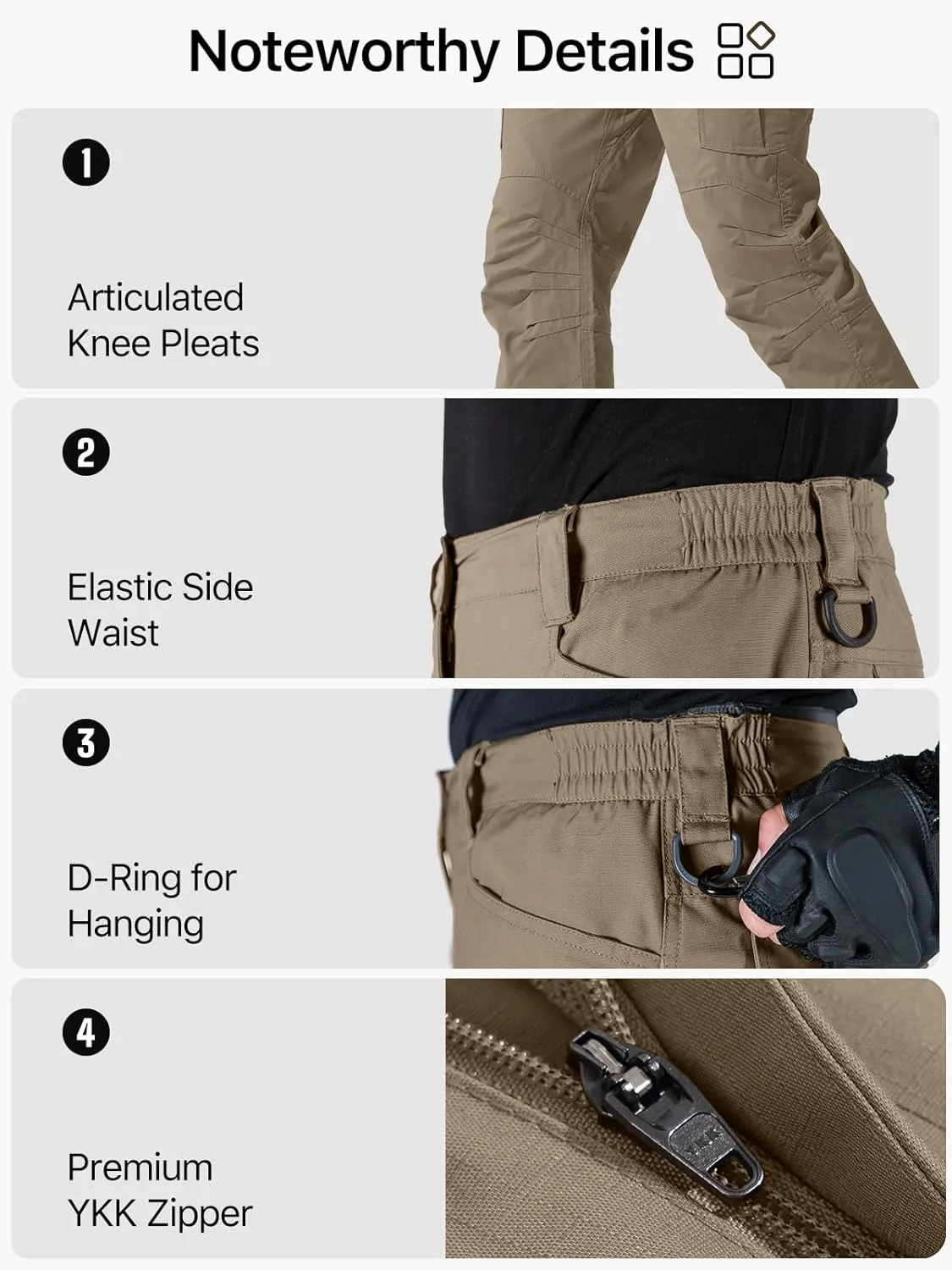 FREE SOLDIER Men's Water Resistant Pants Relaxed Fit Tactical Cargo Work Pants with Multi Pocket