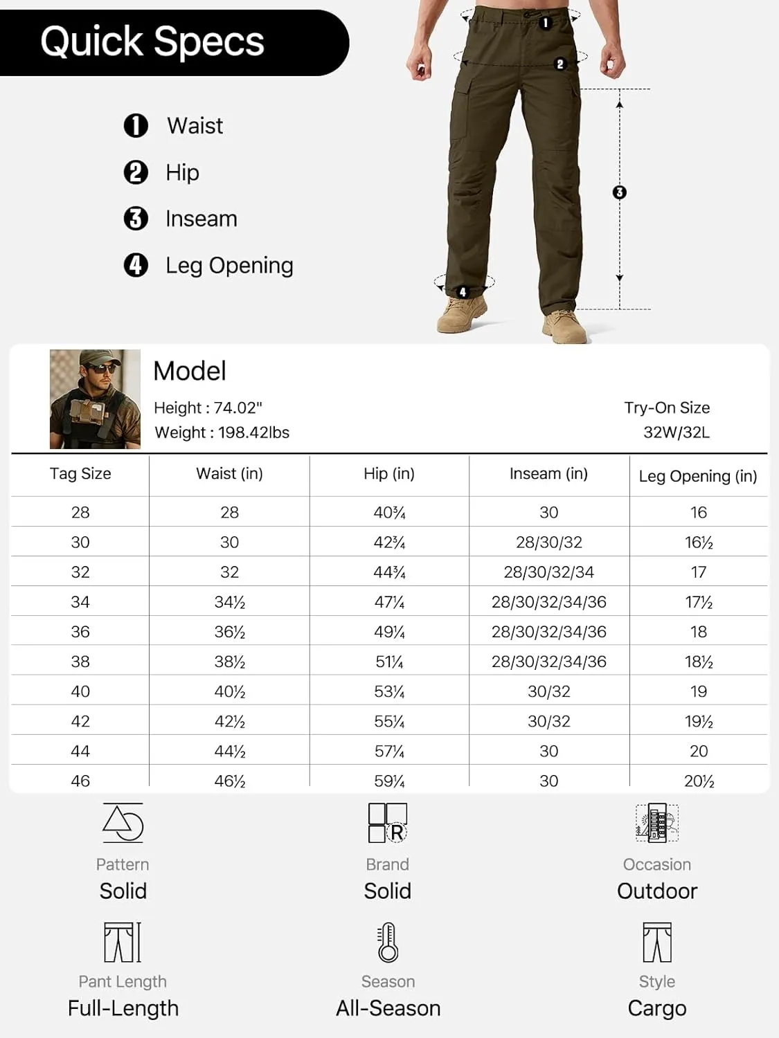FREE SOLDIER Men's Water Resistant Pants Relaxed Fit Tactical Cargo Work Pants with Multi Pocket